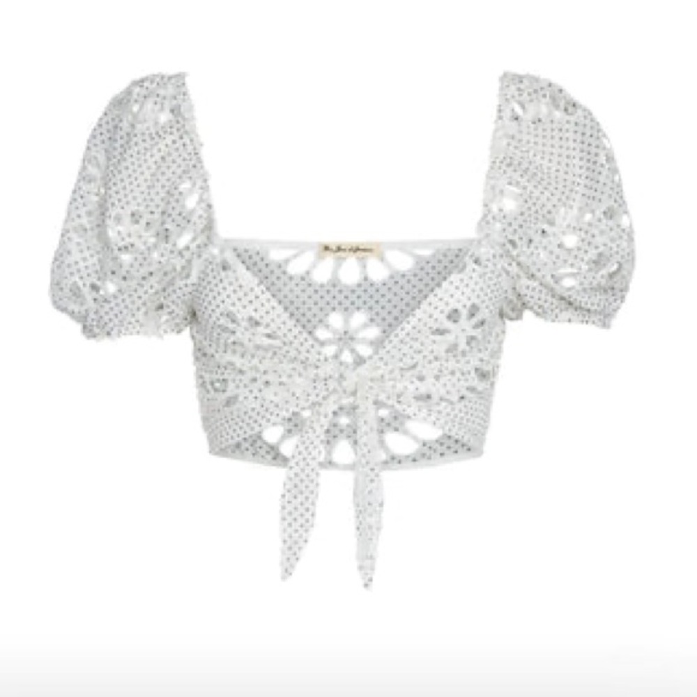 For Love And Lemons White Eyelet Crop Top and skirt.